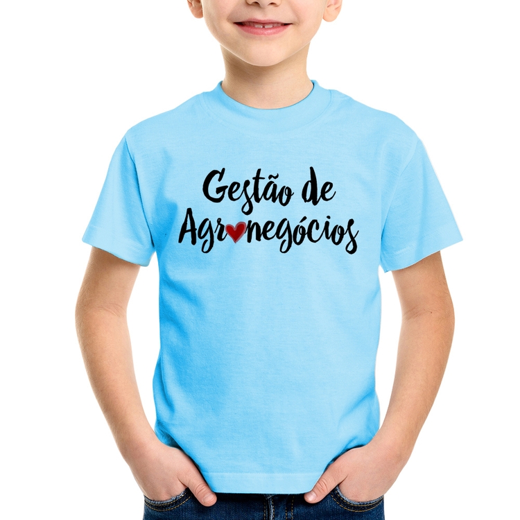 Camiseta Infantil Gestão de agronegócios por amor - Azul Bebê