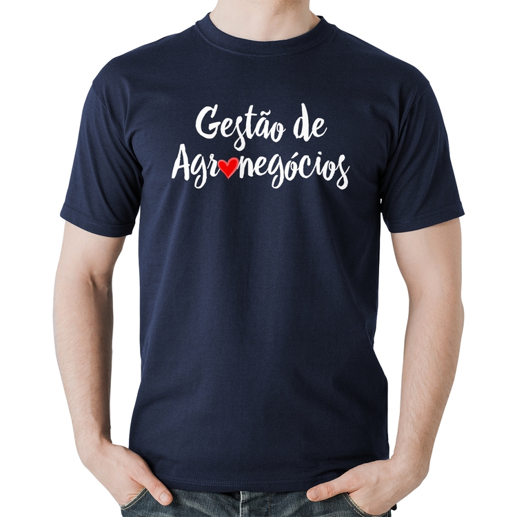 Camiseta Algodão Gestão de agronegócios por amor - Marinho