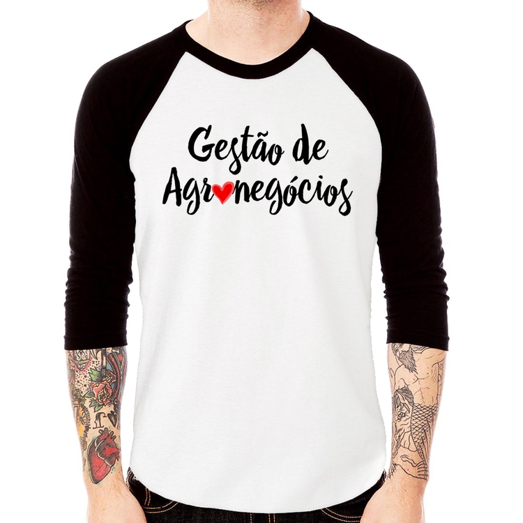 Camiseta Raglan Gestão de agronegócios por amor Manga 3/4