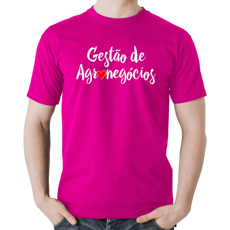 Camiseta Algodão Gestão de agronegócios por amor - Rosa