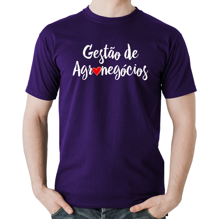 Camiseta Algodão Gestão de agronegócios por amor - Roxa