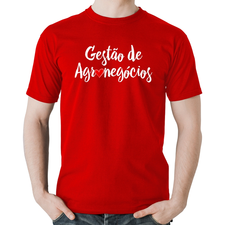 Camiseta Algodão Gestão de agronegócios por amor - Vermelha
