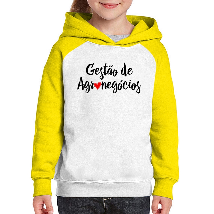 Moletom Infantil Gestão de agronegócios por amor - Branco/Amarelo