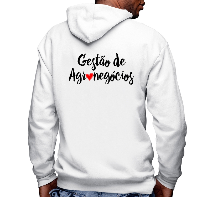 Blusa Moletom Gestão de agronegócios por amor Masculina com Capuz e Zíper - Branca