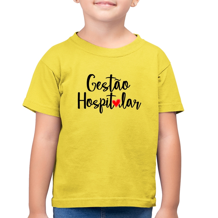 Camiseta Algodão Infantil Gestão hospitalar por amor - Amarelo Canário