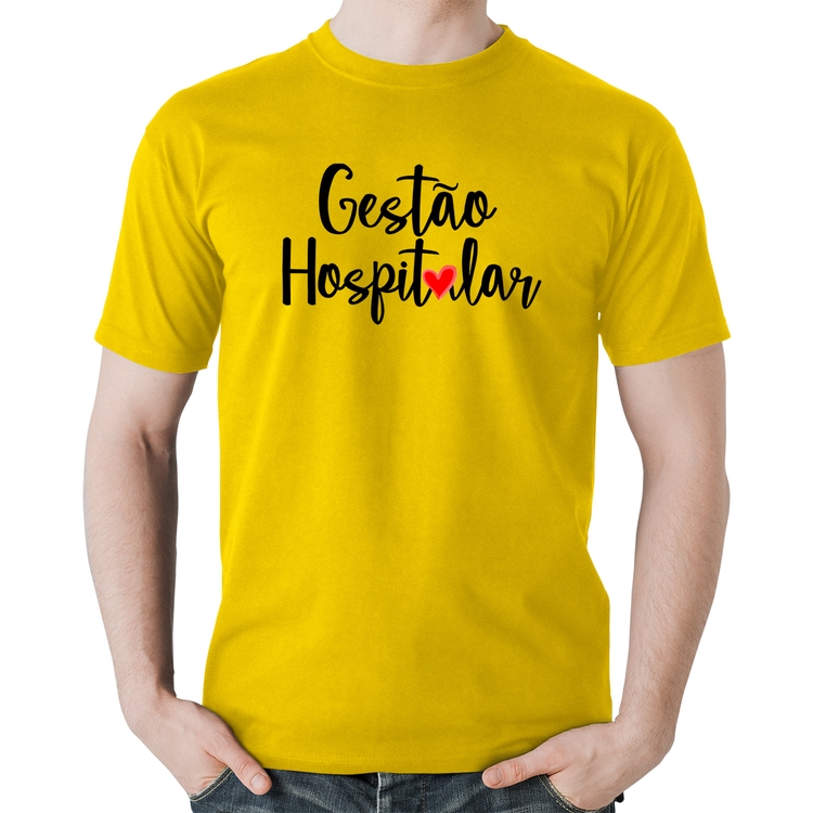 Camiseta Algodão Gestão hospitalar por amor - Amarela