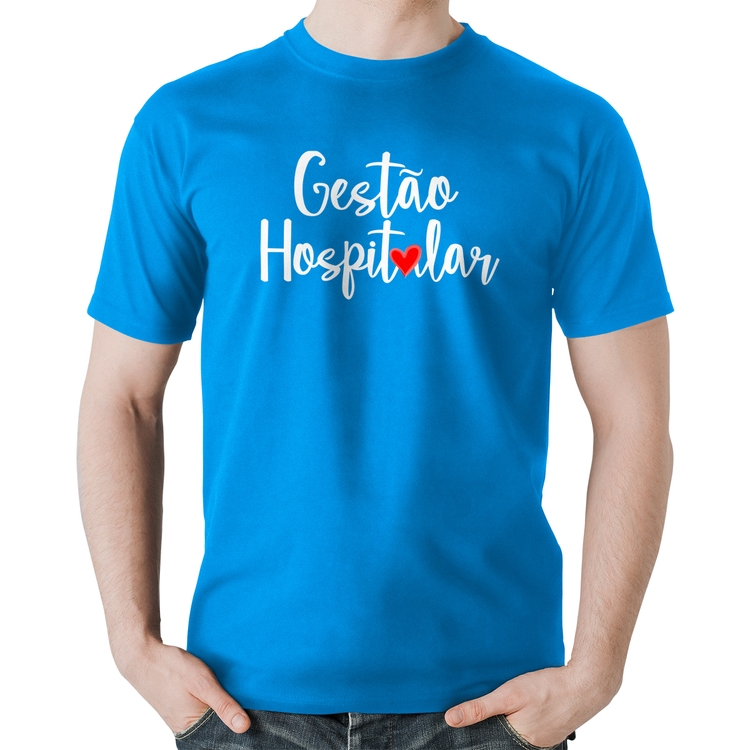 Camiseta Algodão Gestão hospitalar por amor - Azul