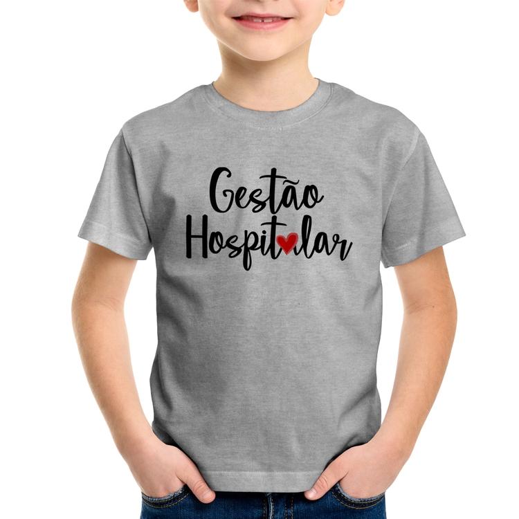 Camiseta Infantil Gestão hospitalar por amor - Cinza