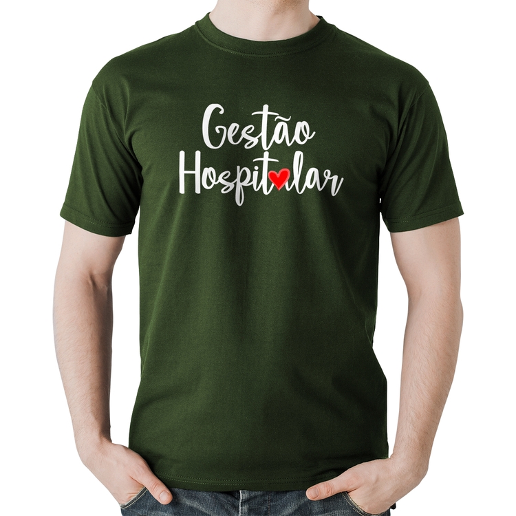 Camiseta Algodão Gestão hospitalar por amor - Musgo