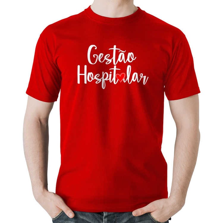 Camiseta Algodão Gestão hospitalar por amor - Vermelha