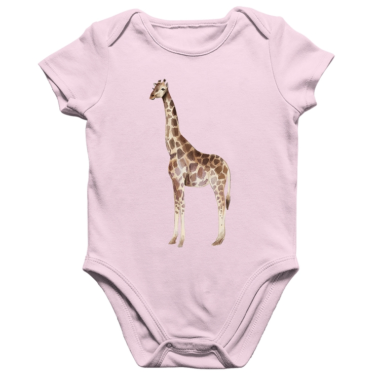 Body Bebê Algodão Girafa - Rosa Bebê