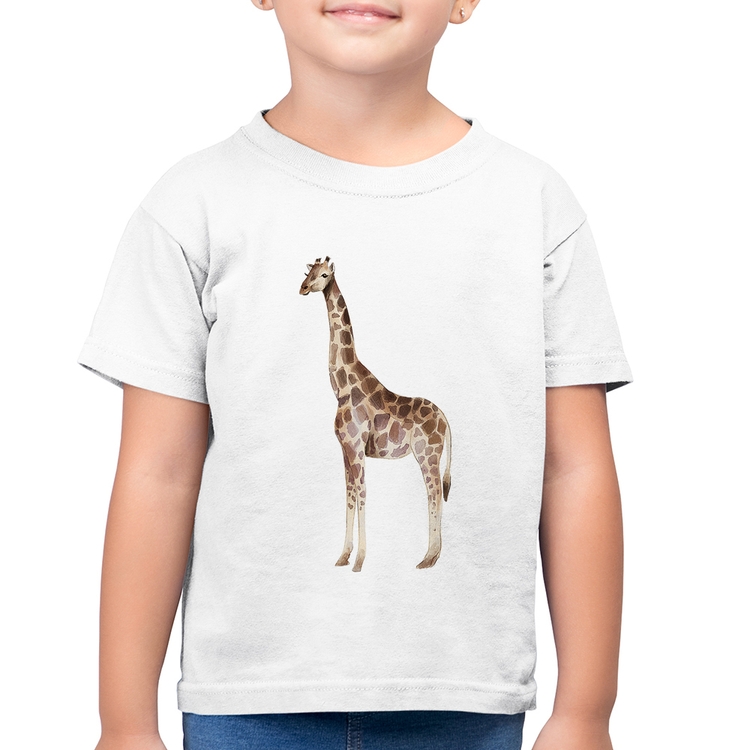 Camiseta Algodão Infantil Girafa - Branca