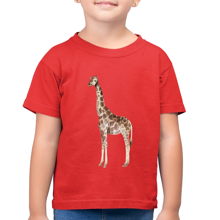 Camiseta Algodão Infantil Girafa - Vermelha