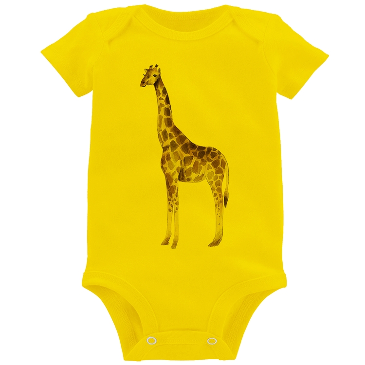 Body Bebê Girafa - Amarelo