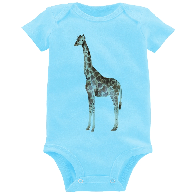 Body Bebê Girafa - Azul Bebê