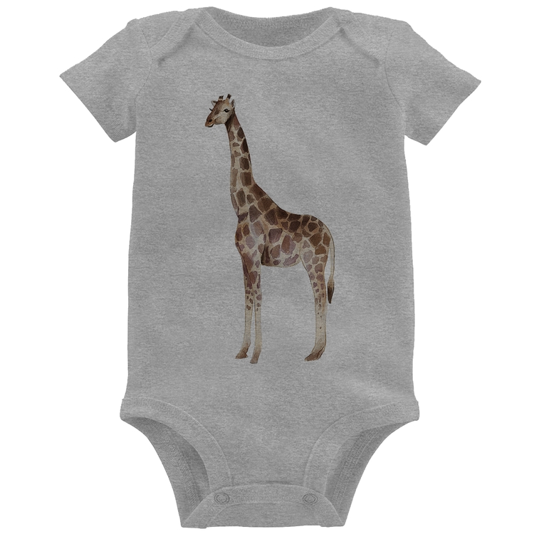 Body Bebê Girafa - Cinza