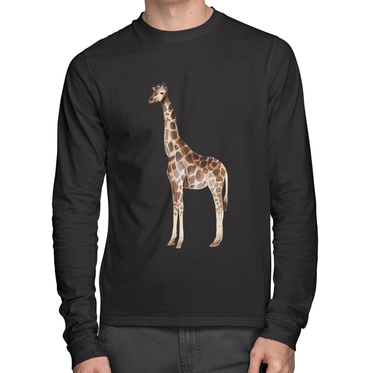 Camiseta Algodão Girafa Manga Longa