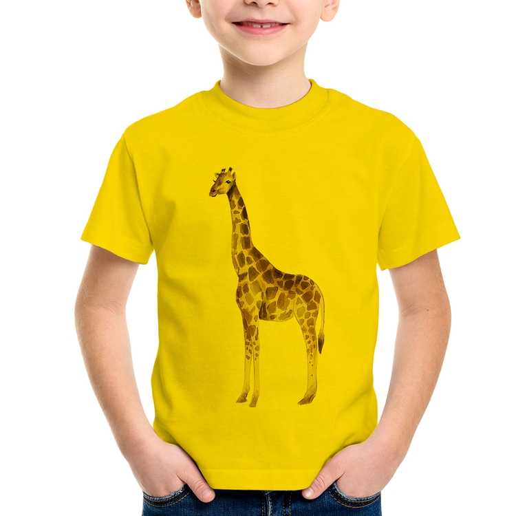 Camiseta Infantil Girafa - Amarela