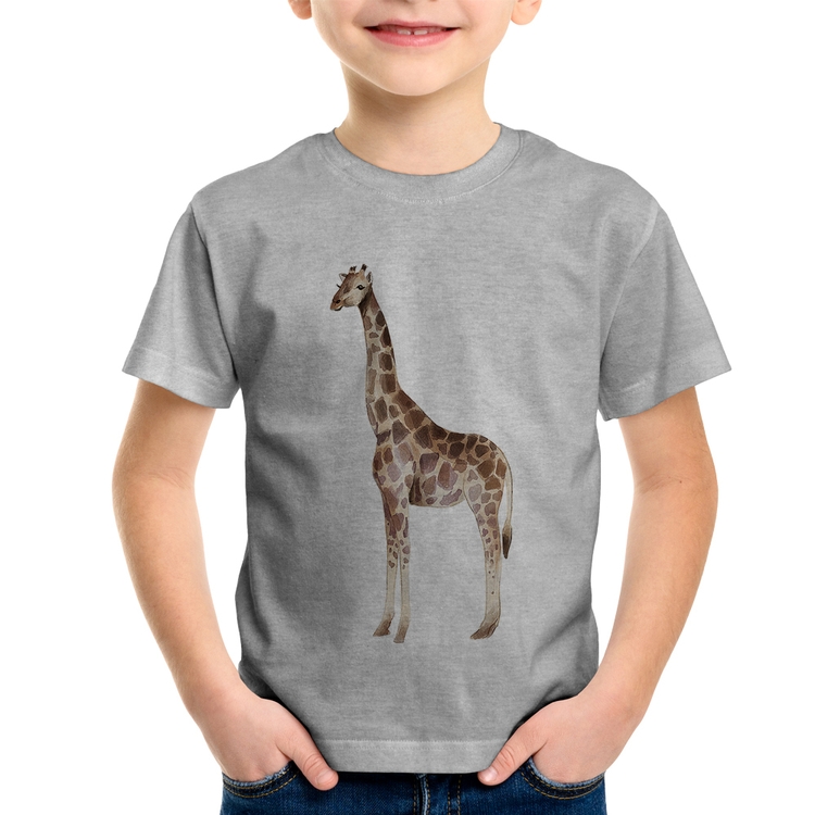 Camiseta Infantil Girafa - Cinza