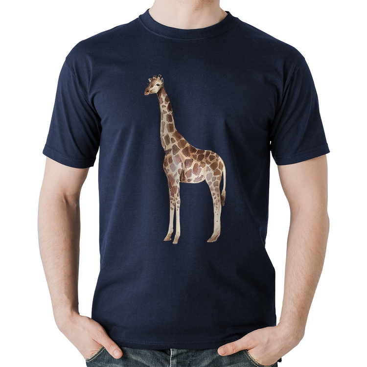 Camiseta Algodão Girafa - Marinho