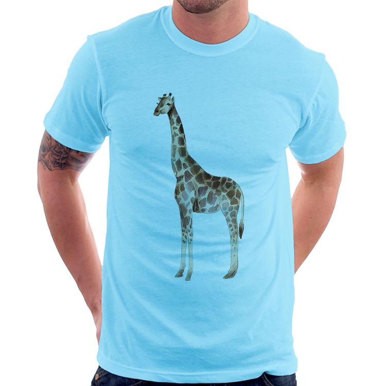 Camiseta Girafa - Azul Bebê