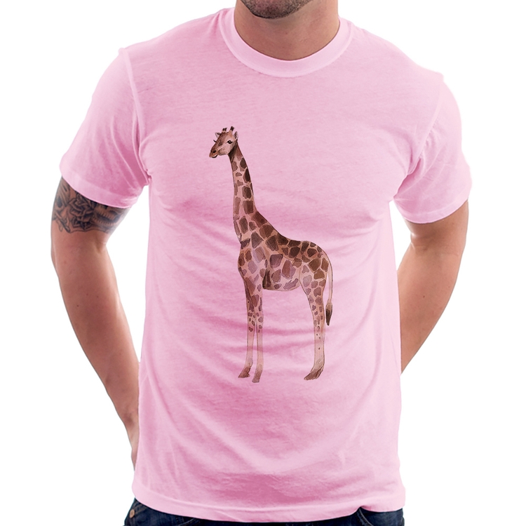 Camiseta Girafa - Rosa Bebê