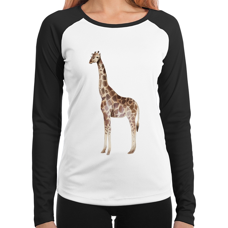 Baby Look Raglan Girafa Manga Longa
