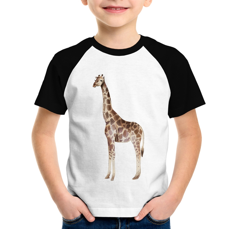 Camiseta Raglan Infantil Girafa