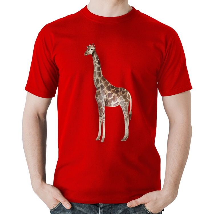 Camiseta Algodão Girafa - Vermelha