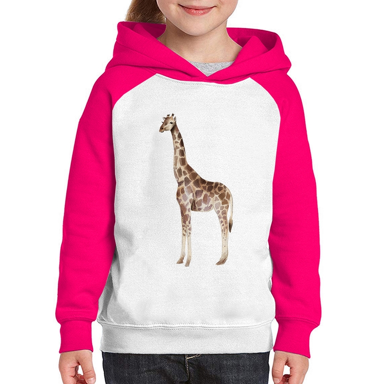 Moletom Infantil Girafa - Branco/Rosa