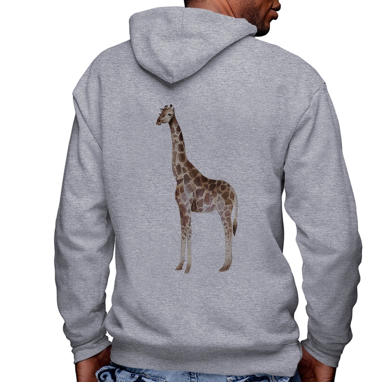 Blusa Moletom Girafa Masculina com Capuz e Zíper - Mescla