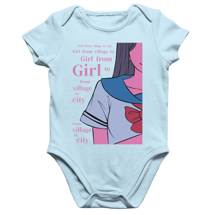 Body Bebê Algodão Girl From Village To City - Azul Bebê