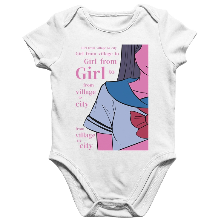 Body Bebê Algodão Girl From Village To City - Branco