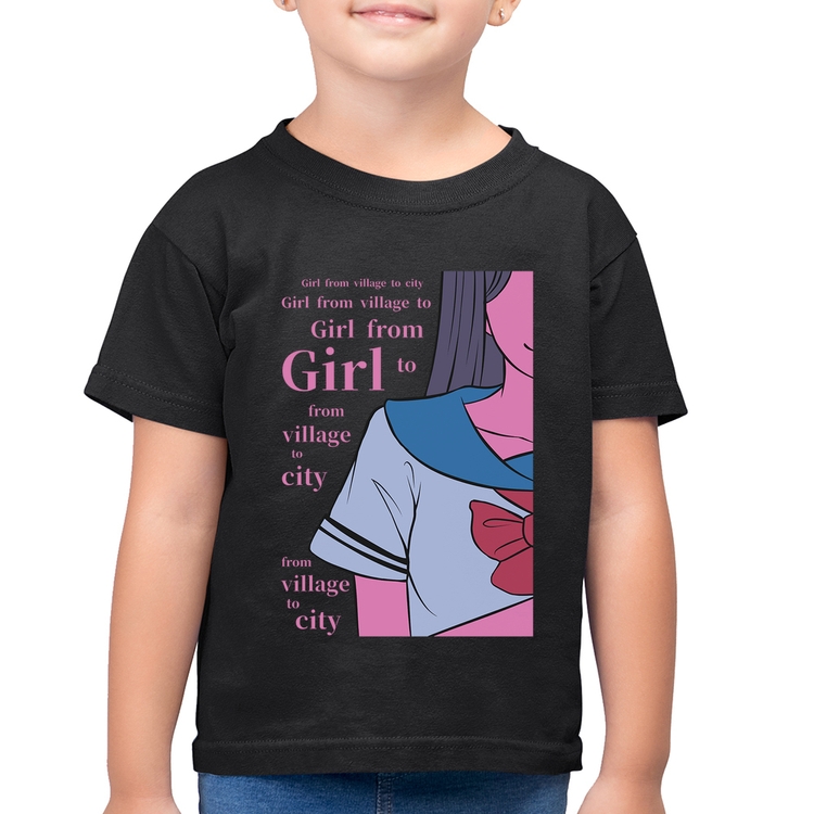 Camiseta Algodão Infantil Girl From Village To City
