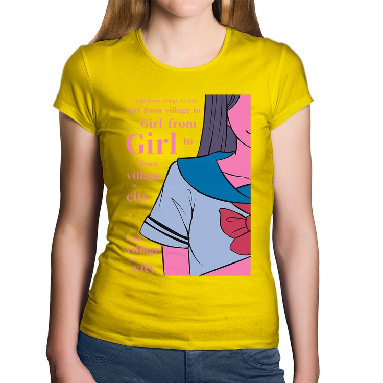 Baby Look Algodão Girl From Village To City - Amarela