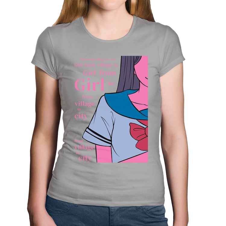 Baby Look Algodão Girl From Village To City - Cinza