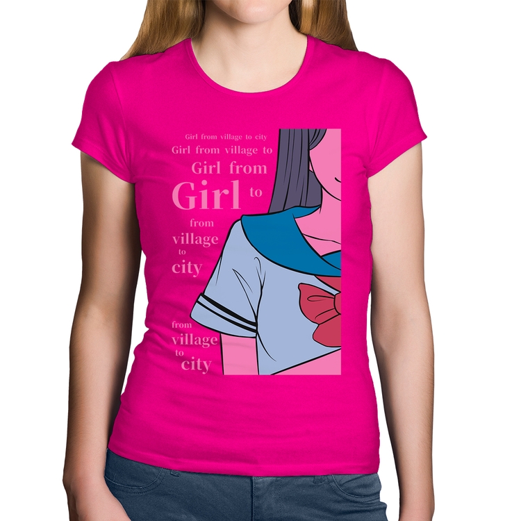 Baby Look Algodão Girl From Village To City - Rosa