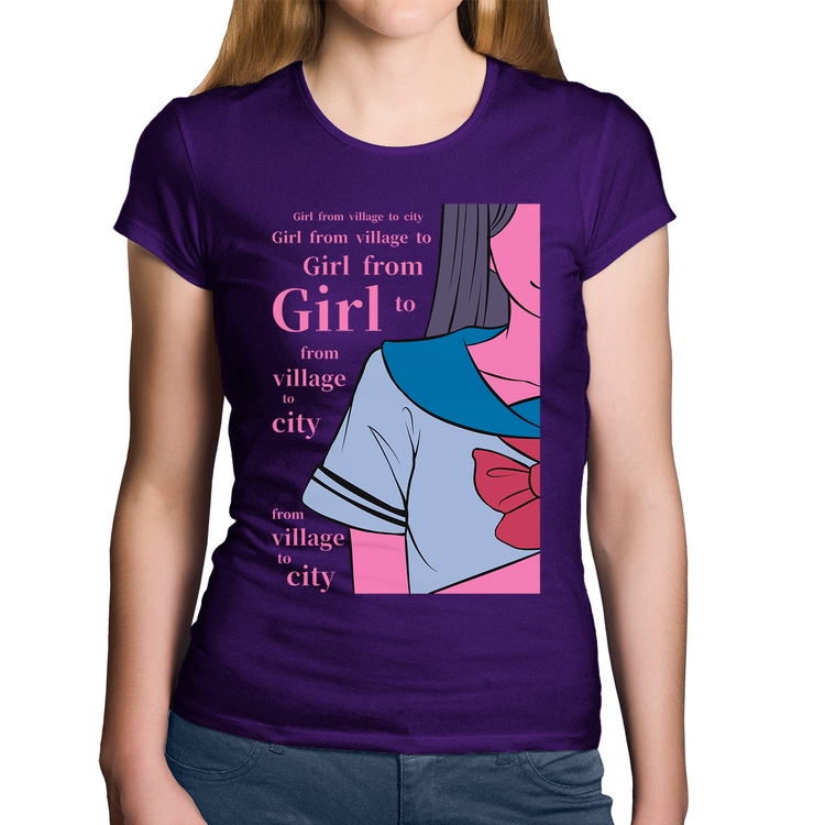 Baby Look Algodão Girl From Village To City - Roxa