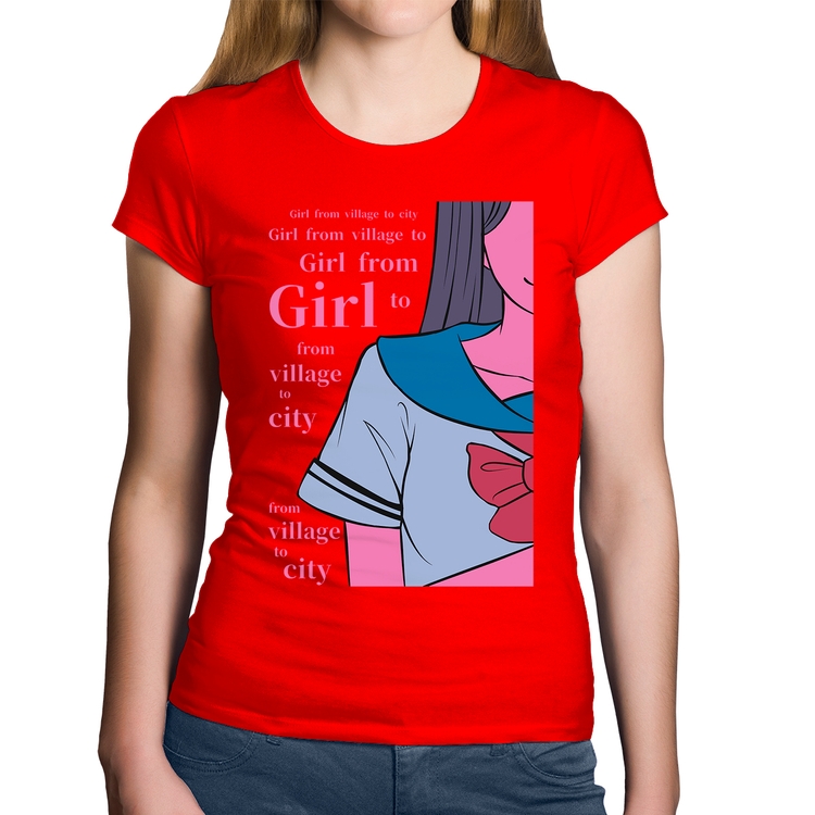 Baby Look Algodão Girl From Village To City - Vermelha