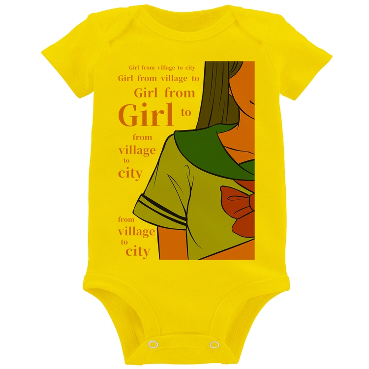 Body Bebê Girl From Village To City - Amarelo