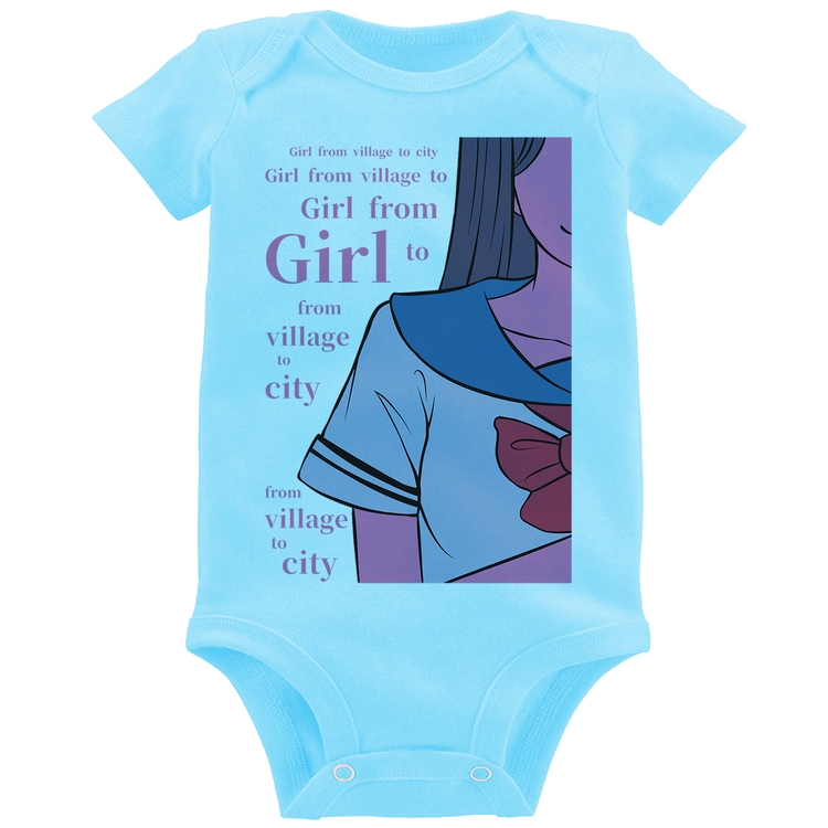 Body Bebê Girl From Village To City - Azul Bebê