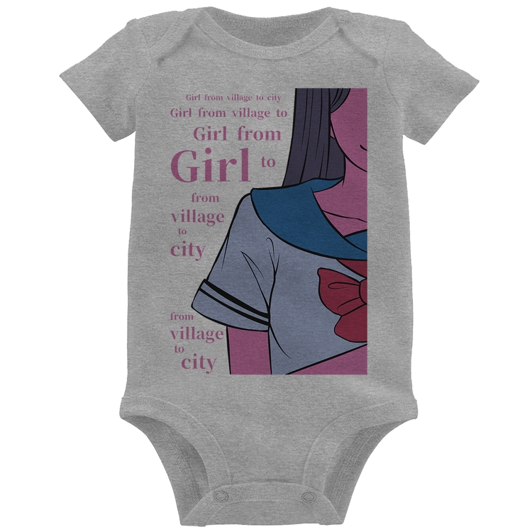 Body Bebê Girl From Village To City - Cinza