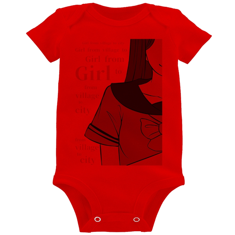 Body Bebê Girl From Village To City - Vermelho