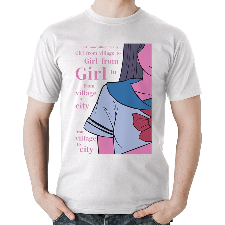 Camiseta Algodão Girl From Village To City - Branca