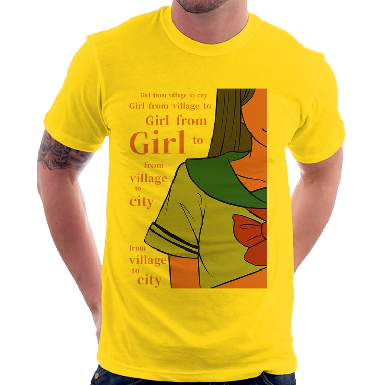 Camiseta Girl From Village To City - Amarela