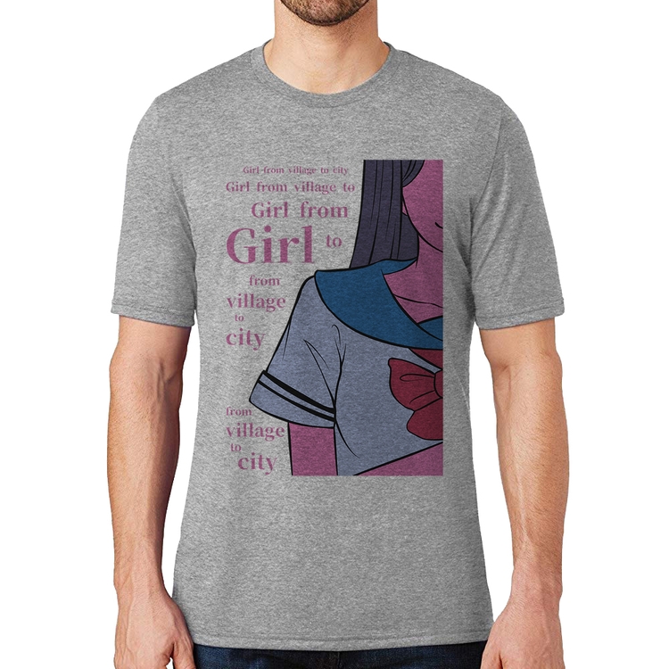 Camiseta Girl From Village To City - Cinza