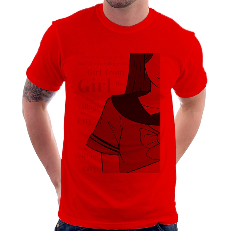 Camiseta Girl From Village To City - Vermelha