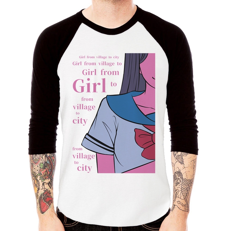 Camiseta Raglan Girl From Village To City Manga 3/4