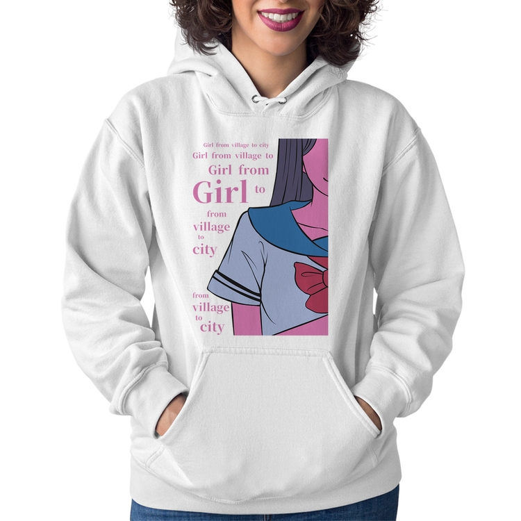 Moletom Feminino Girl From Village To City - Branco