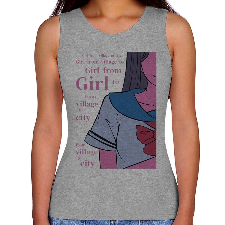 Regata Feminina Girl From Village To City - Cinza